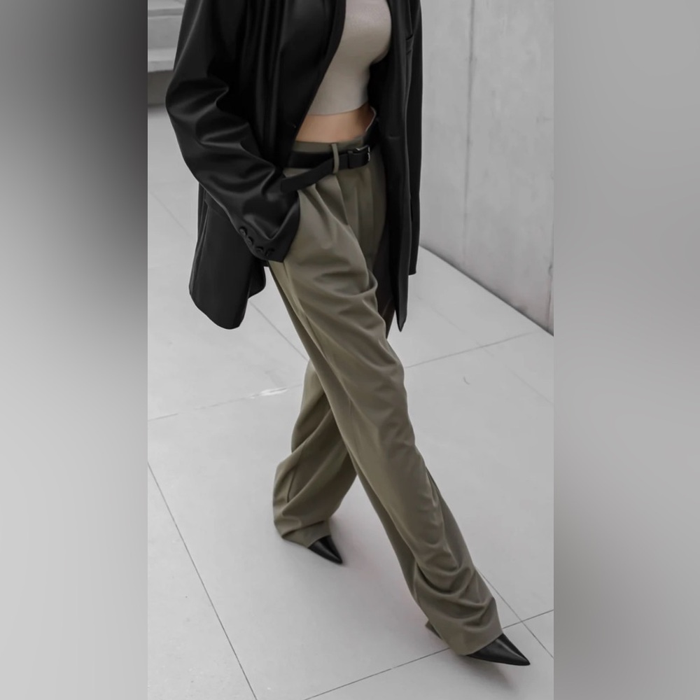 The Frankie Shop TANSY PLEATED TROUSERS - OLIVE Size Small